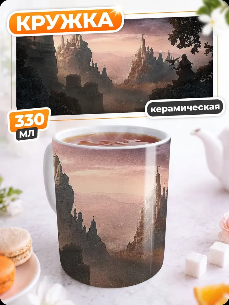 Кружка керамическая Сказочный замок на закате
