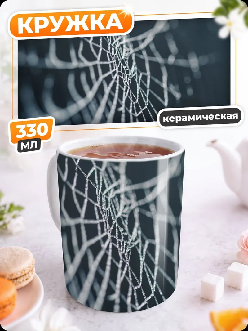 Кружка керамическая Паутина крупным планом