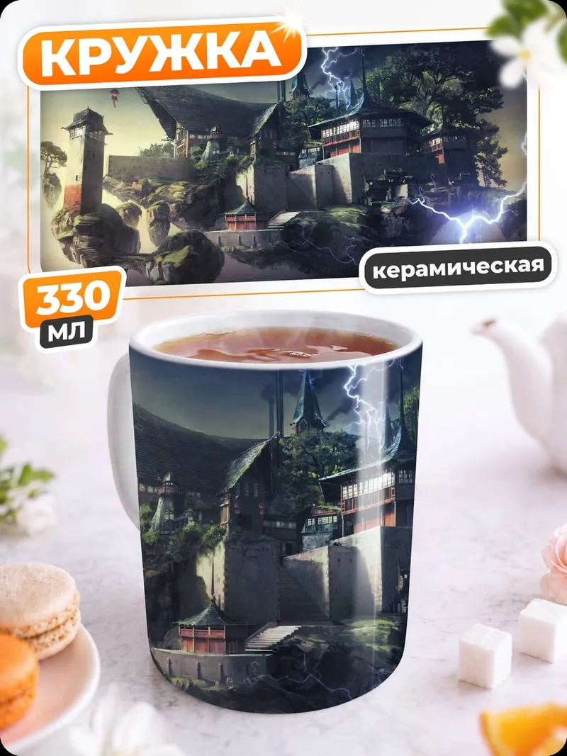 Кружка керамическая Летающий остров гроза