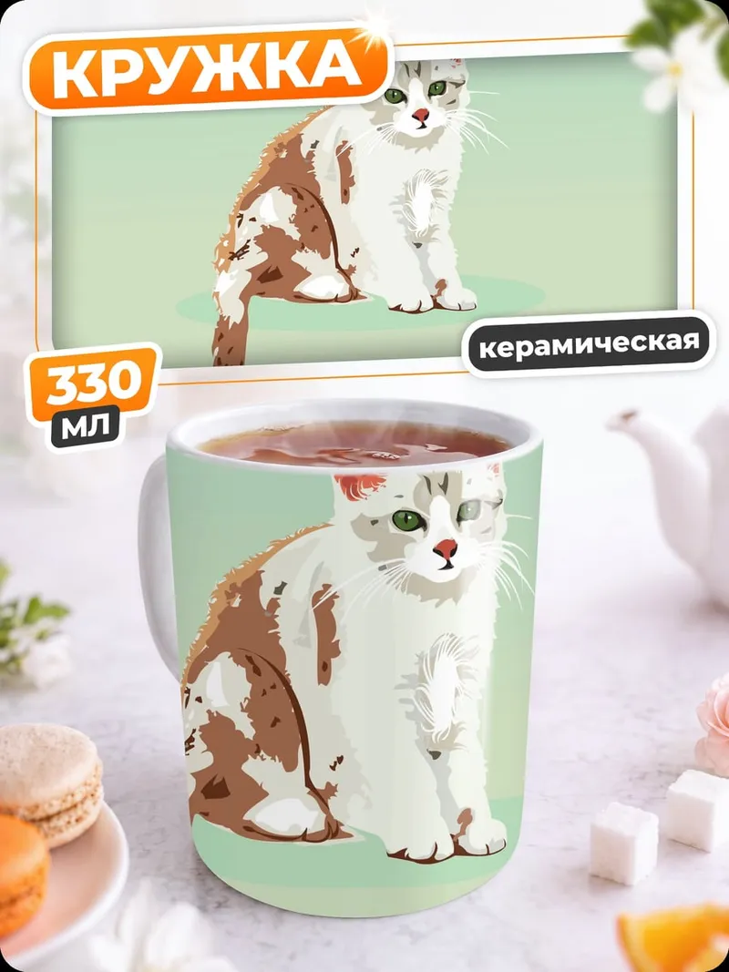 Кружка керамическая Сидящий котенок