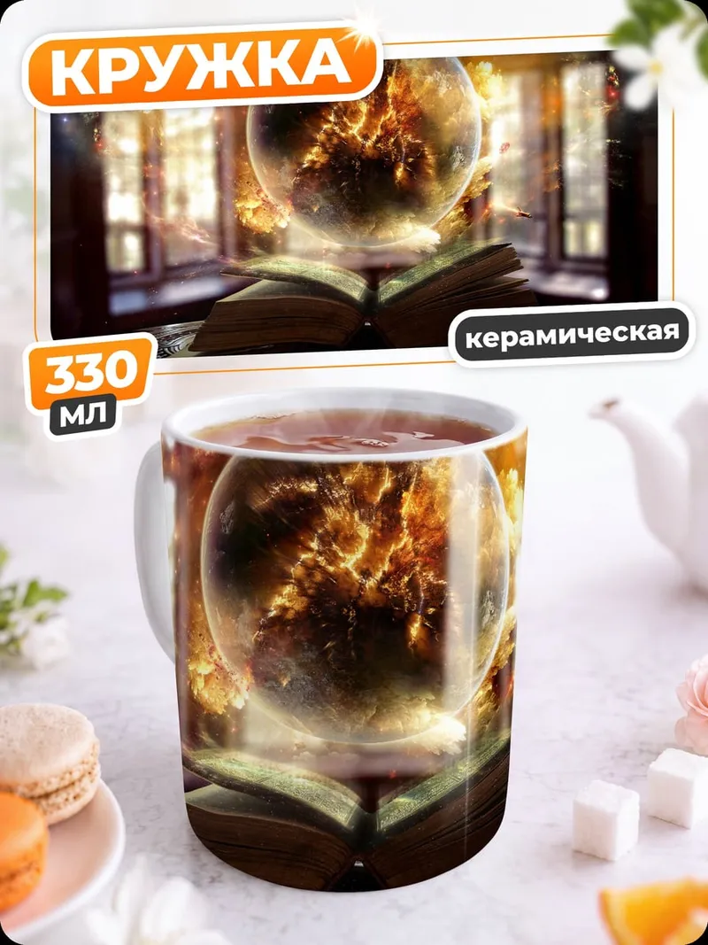 Кружка керамическая магический шар книга
