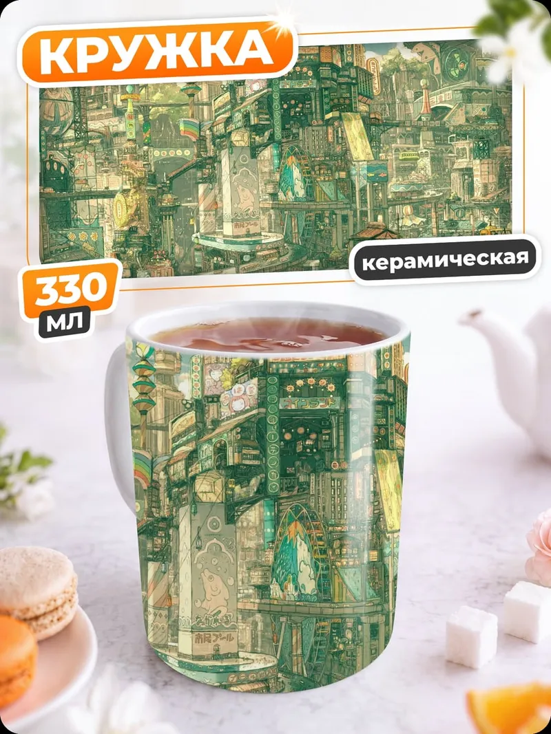 Кружка керамическая Фантастический город