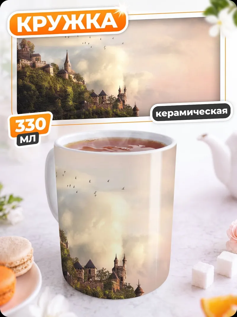 Кружка керамическая Замок на скале