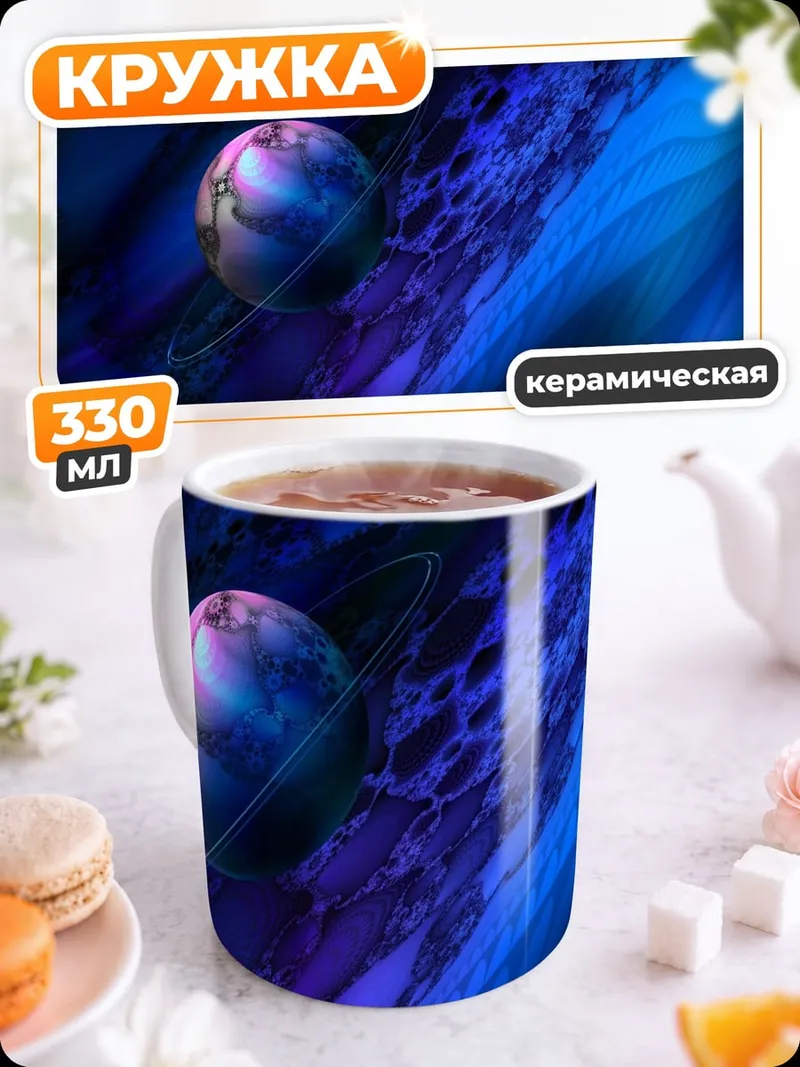 Кружка керамическая Космическая туманность с планетой
