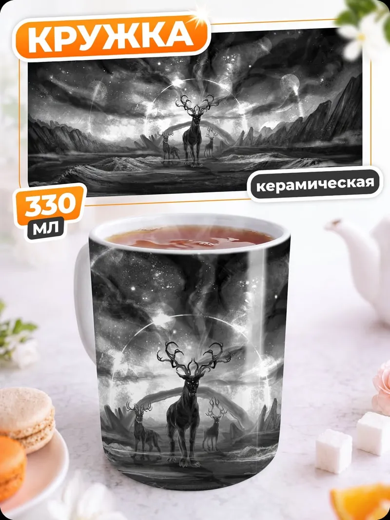 Кружка керамическая Олень в тумане