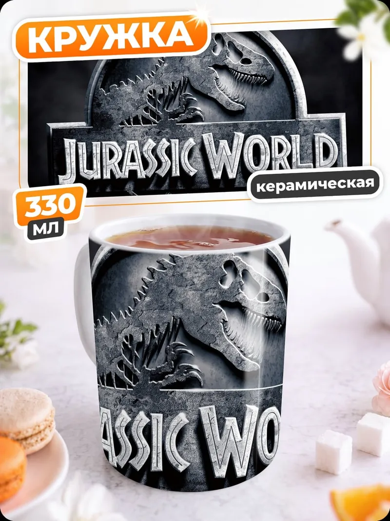 Кружка керамическая Логотип Jurassic World