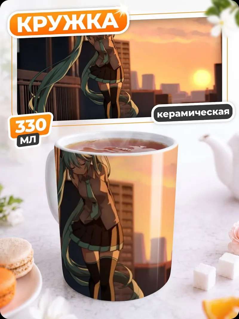 Кружка керамическая Мику на закате
