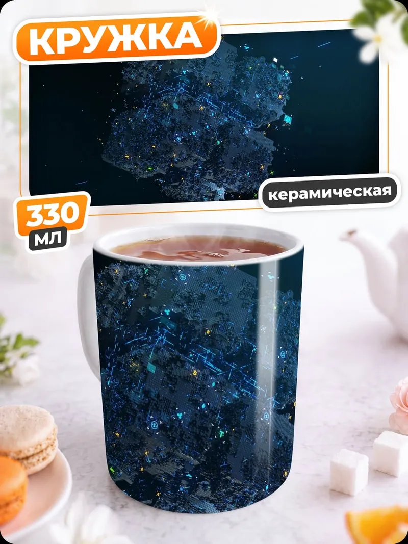 Кружка керамическая Синяя абстракция