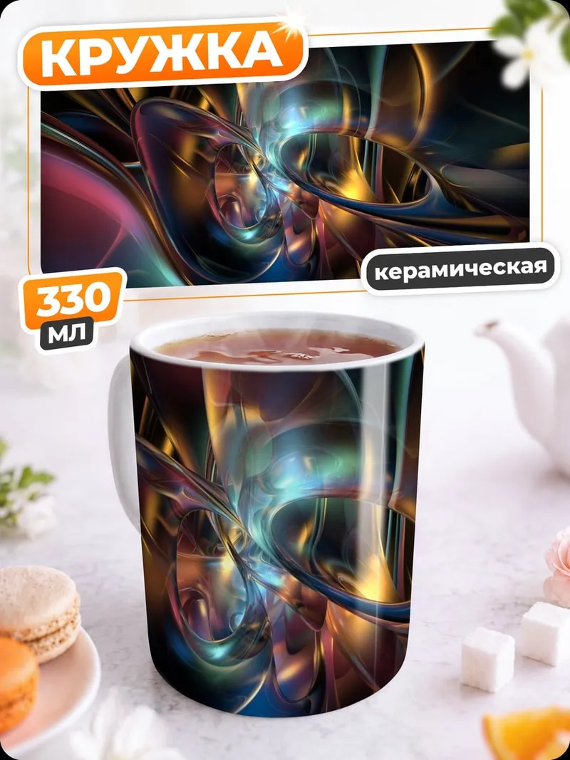 Кружка керамическая абстрактная неоновая форма