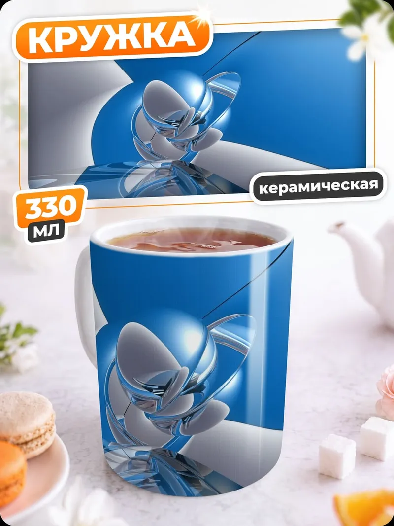 Кружка керамическая Синяя абстракция
