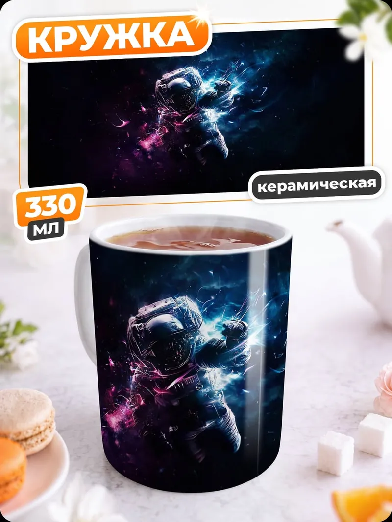 Кружка керамическая Космонавт в туманности