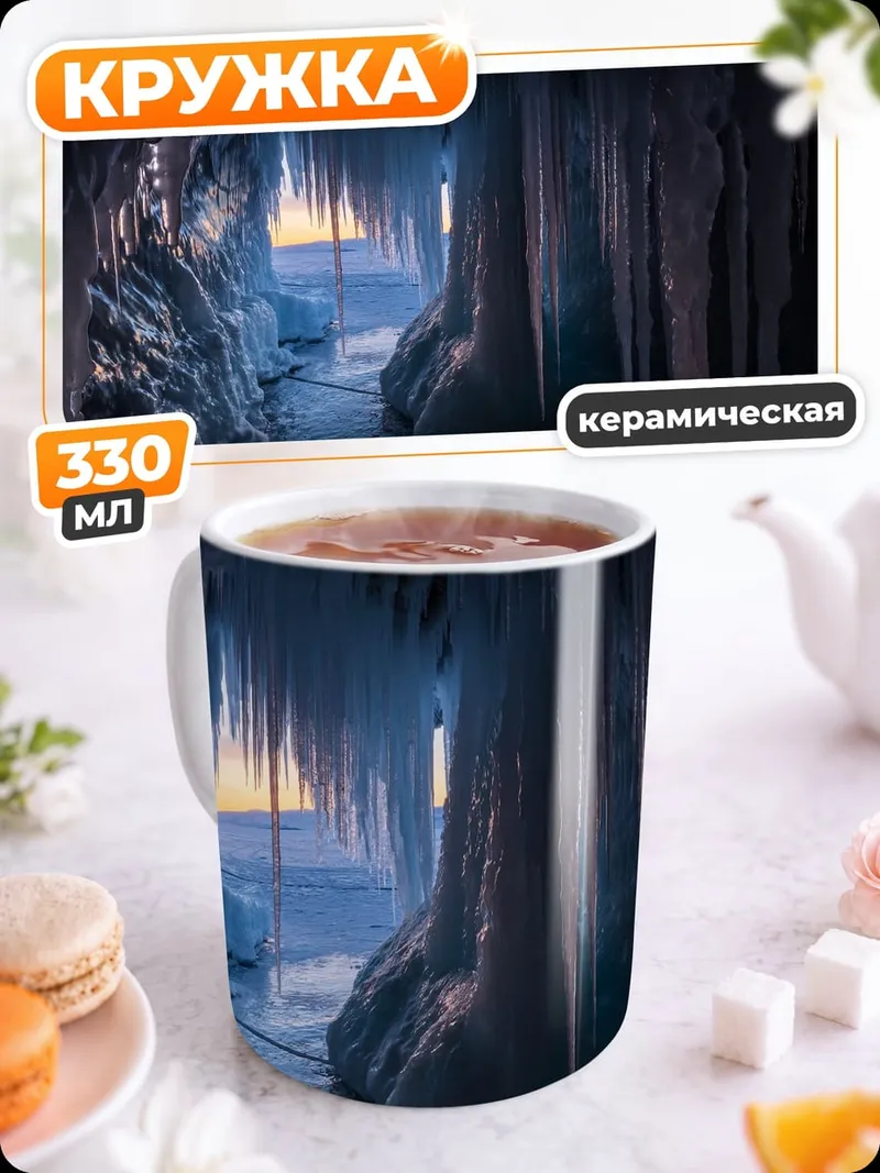 Кружка керамическая ледяная пещера