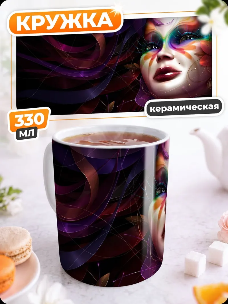 Кружка керамическая Фантастическая девушка лицо