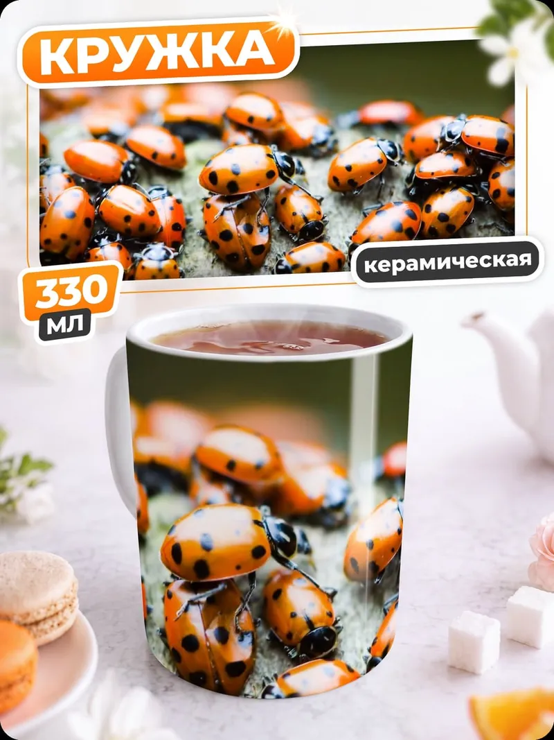 Кружка керамическая Божьи коровки
