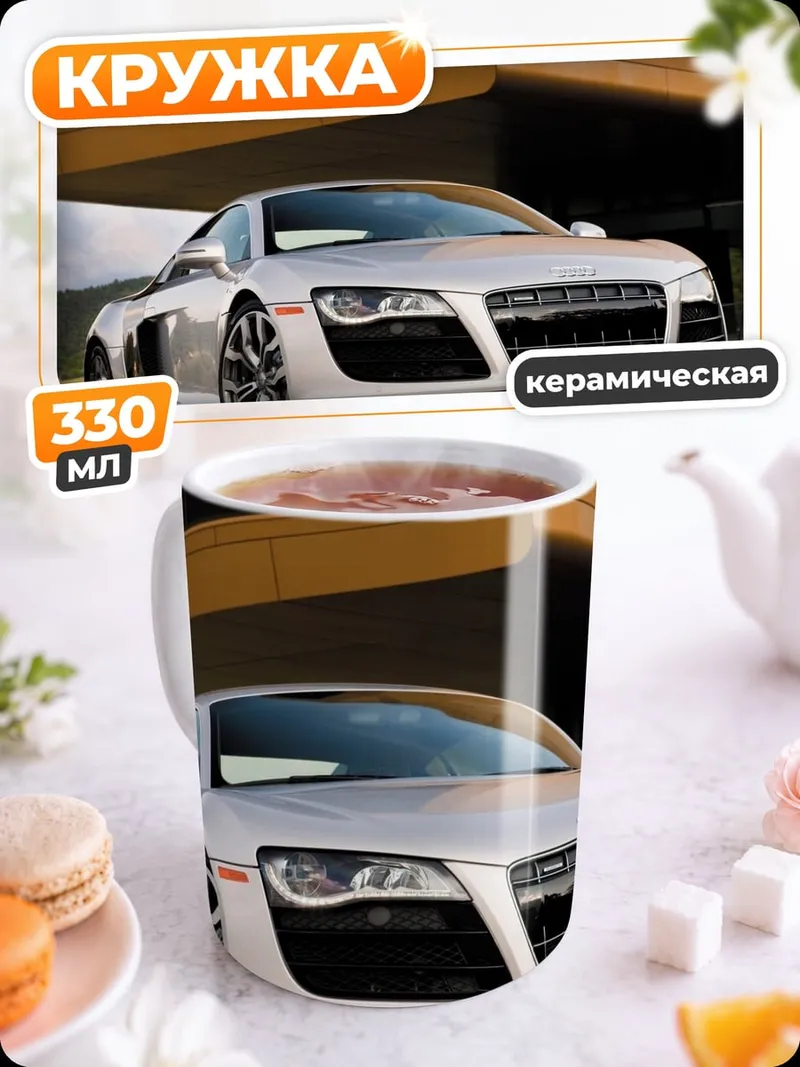 Кружка керамическая Серебряный спорткар