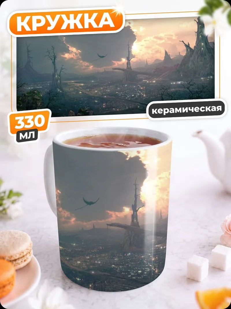 Кружка керамическая Фантастический город будущего