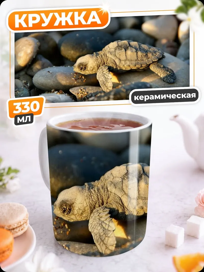 Кружка керамическая Черепашонок на камнях
