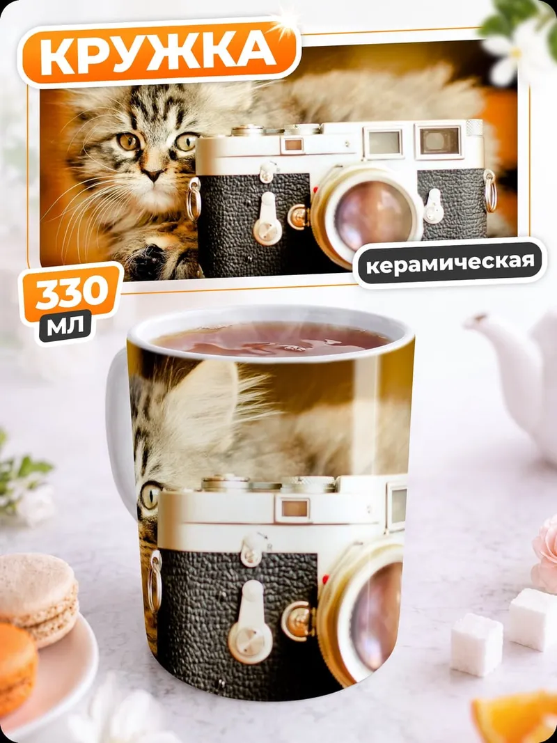 Кружка керамическая Кот и камера
