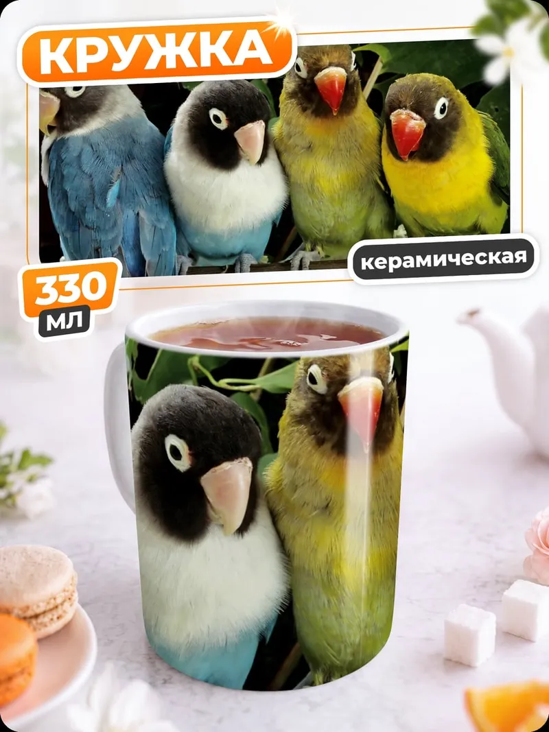 Кружка керамическая Четыре попугая