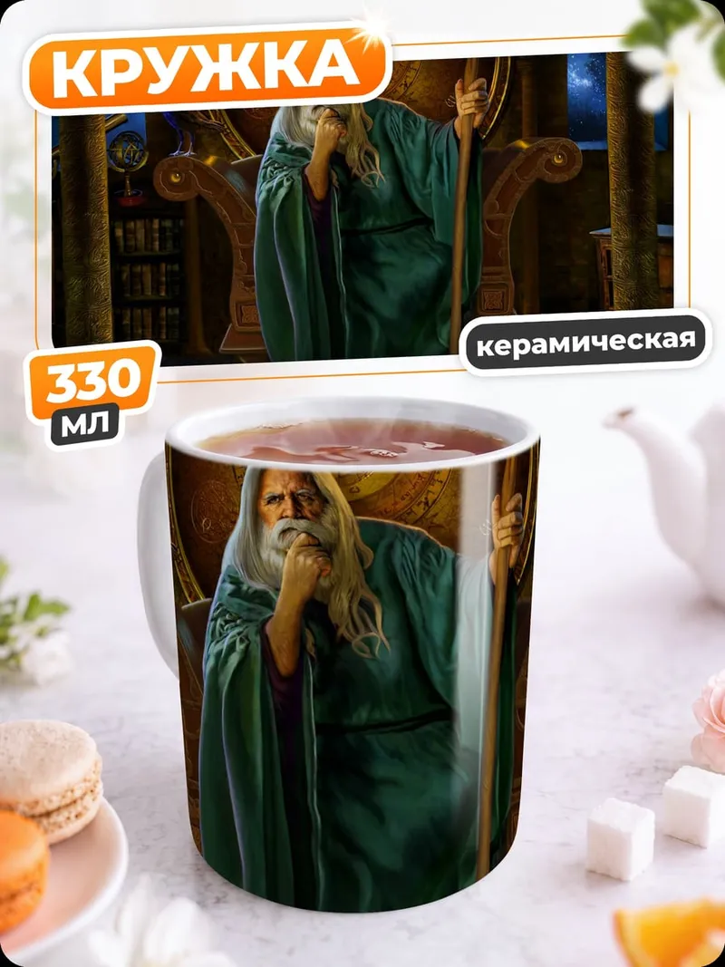 Кружка керамическая Мудрый маг в кресле
