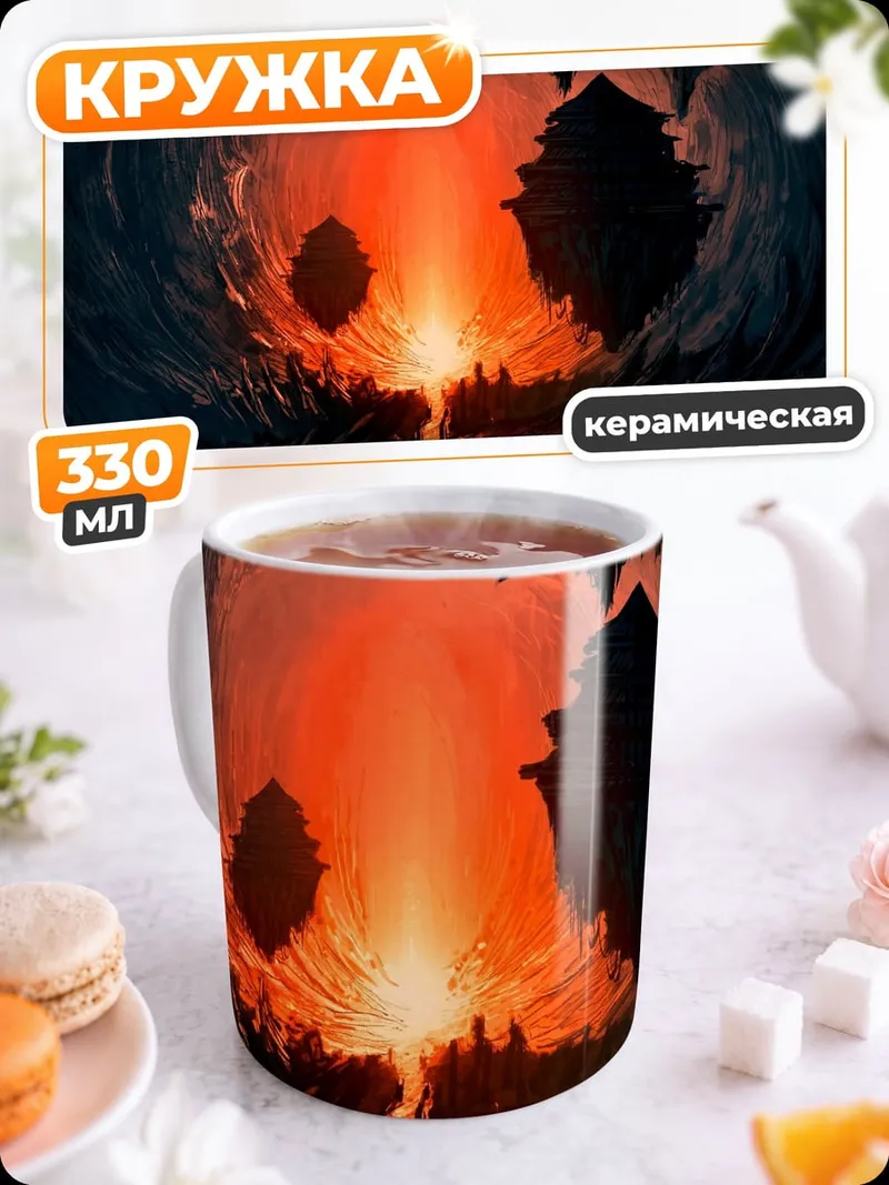 Кружка керамическая огненная пещера