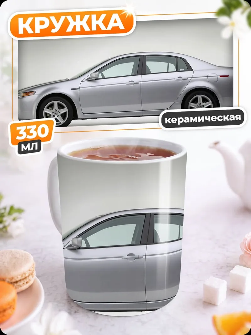 Кружка керамическая Серебристый седан