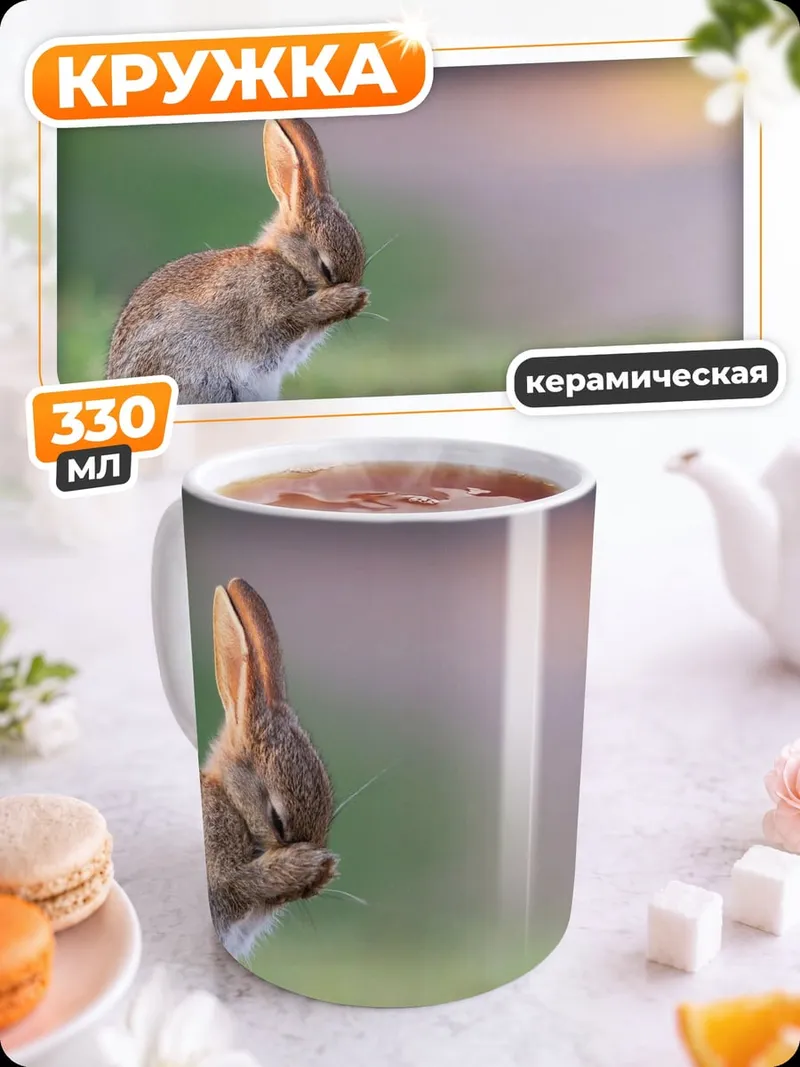 Кружка керамическая Застенчивый кролик