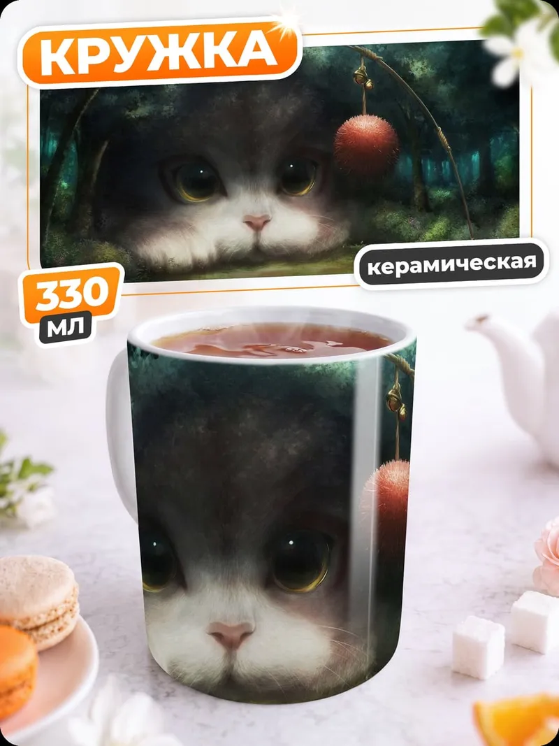 Кружка керамическая Лесной кот