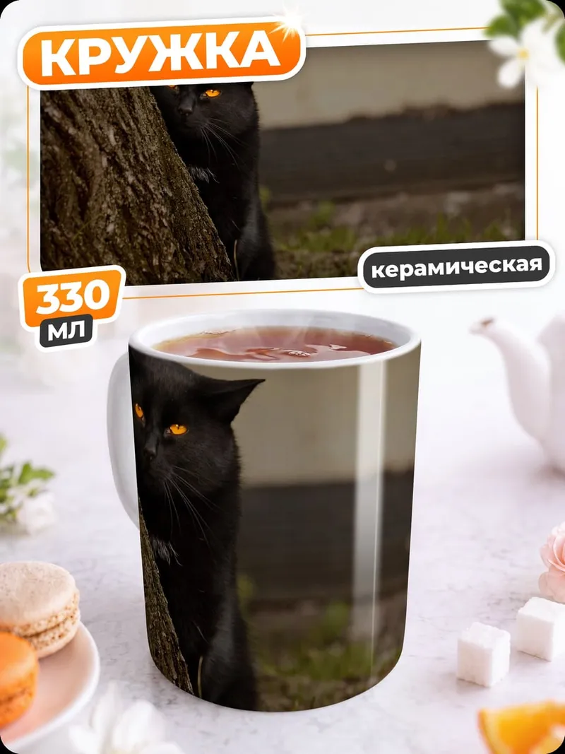 Кружка керамическая Черный кот