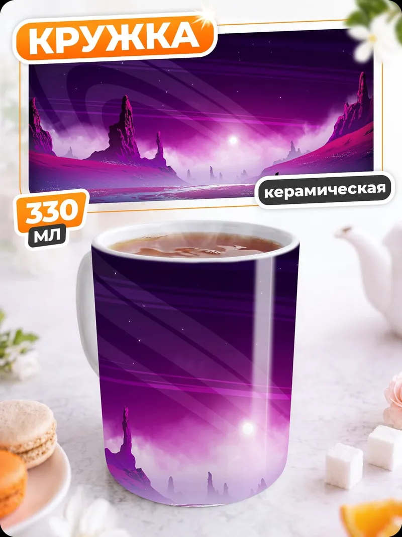 Кружка керамическая Фиолетовая планета