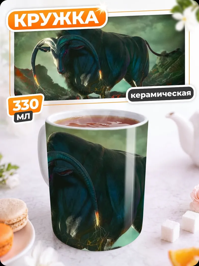 Кружка керамическая Черный бык