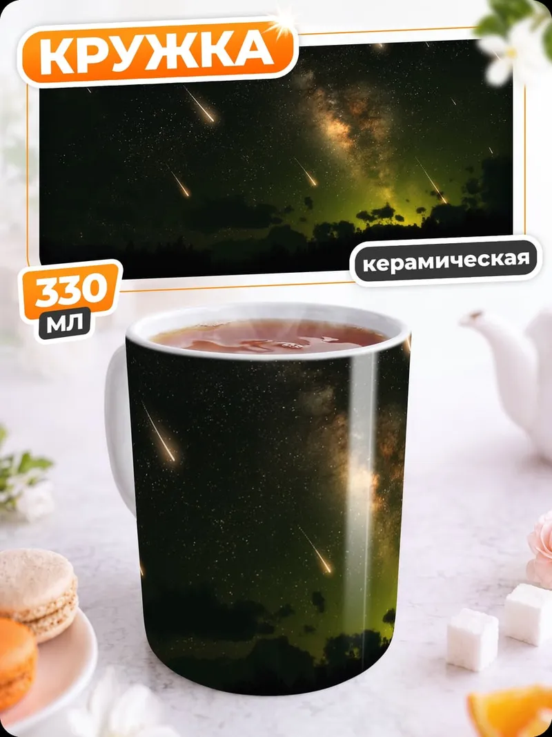 Кружка керамическая Метеоритный дождь над водой
