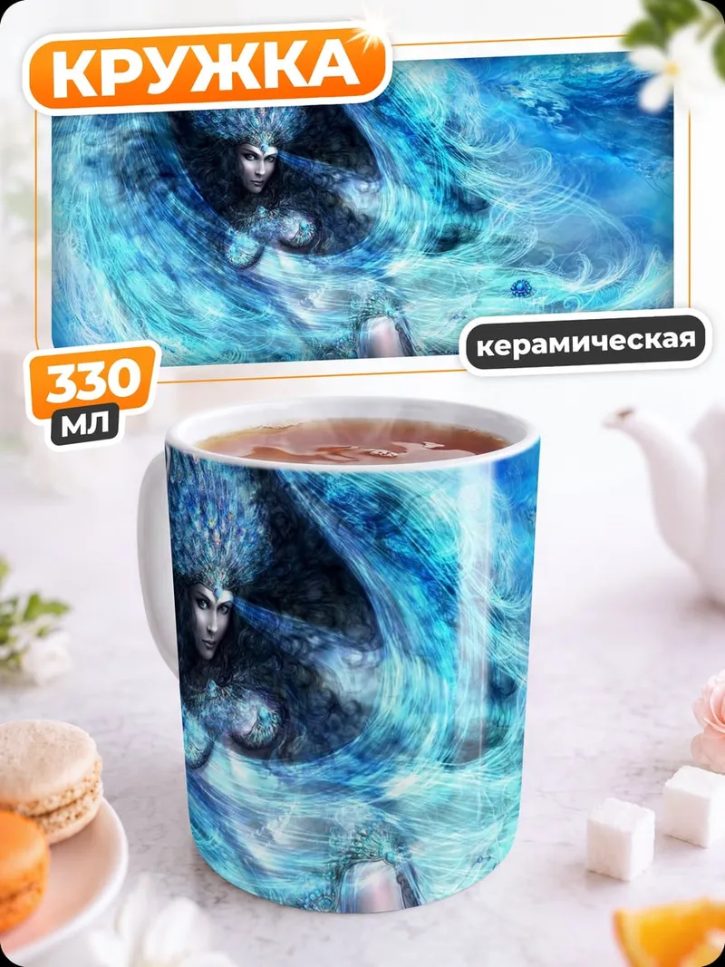 Кружка керамическая Водная нимфа в потоках