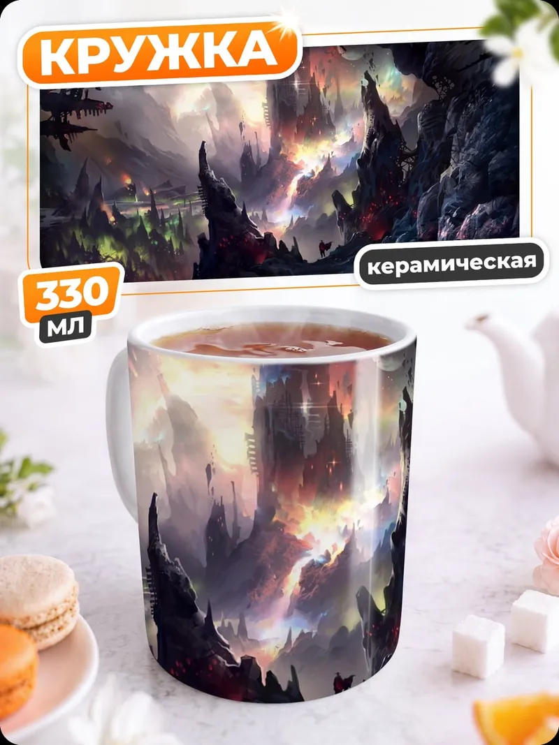 Кружка керамическая Фэнтези город пещера