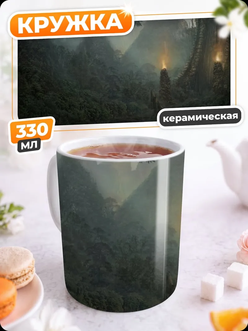 Кружка керамическая туманный лес
