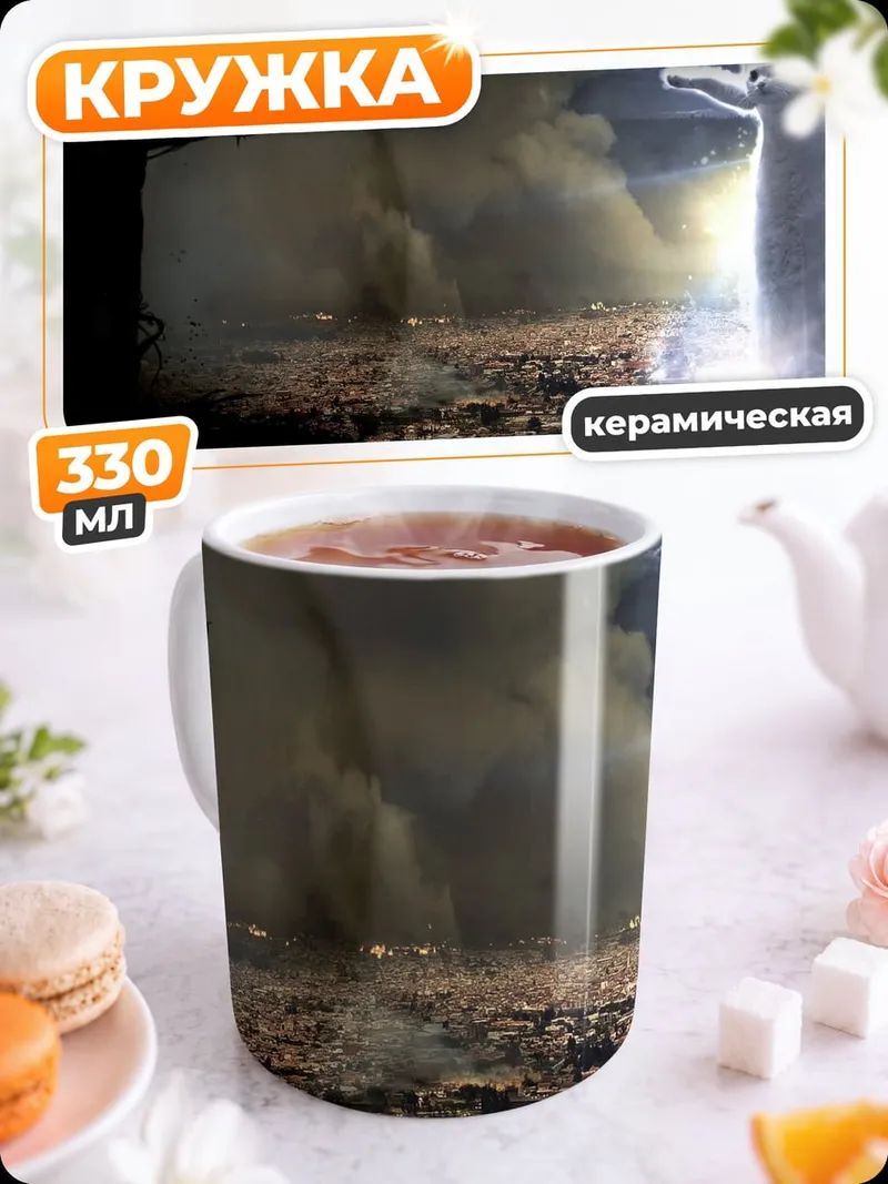 Кружка керамическая Черный и белый кот