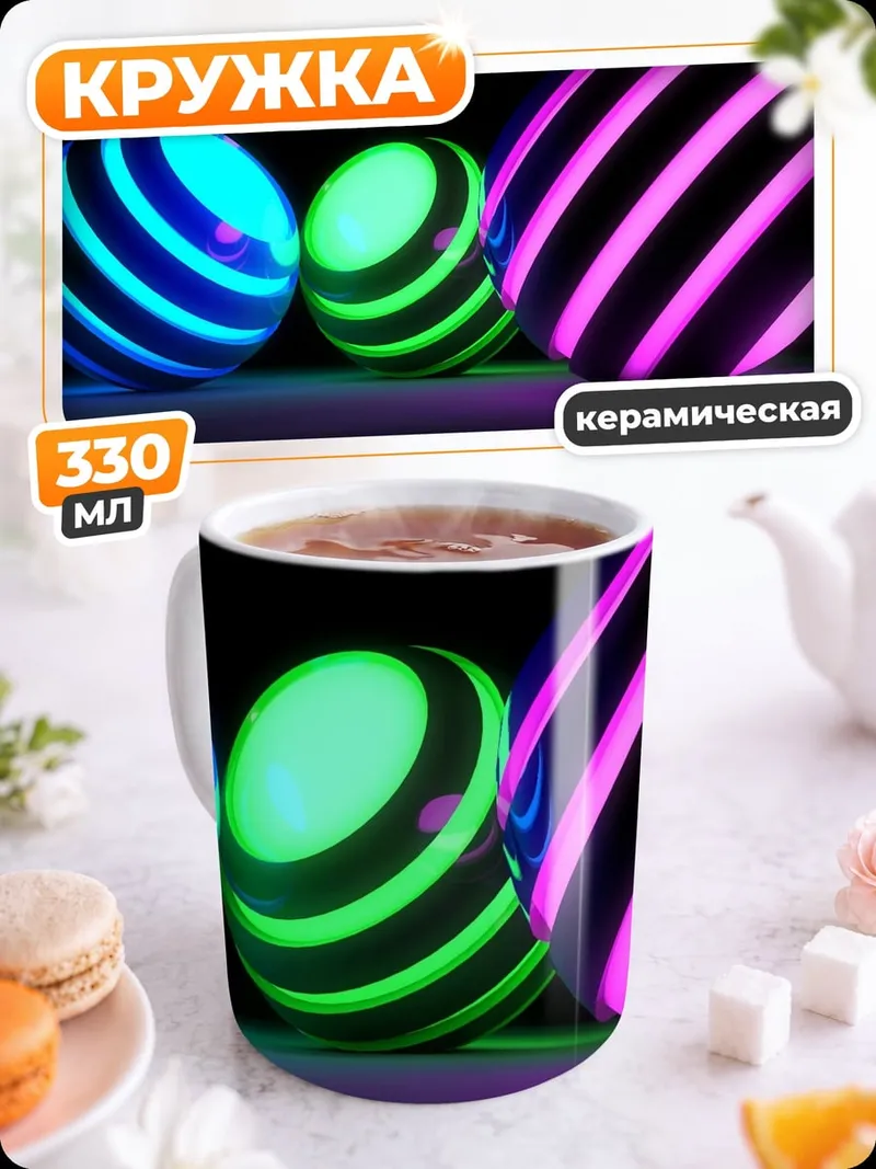 Кружка керамическая Неоновые шары