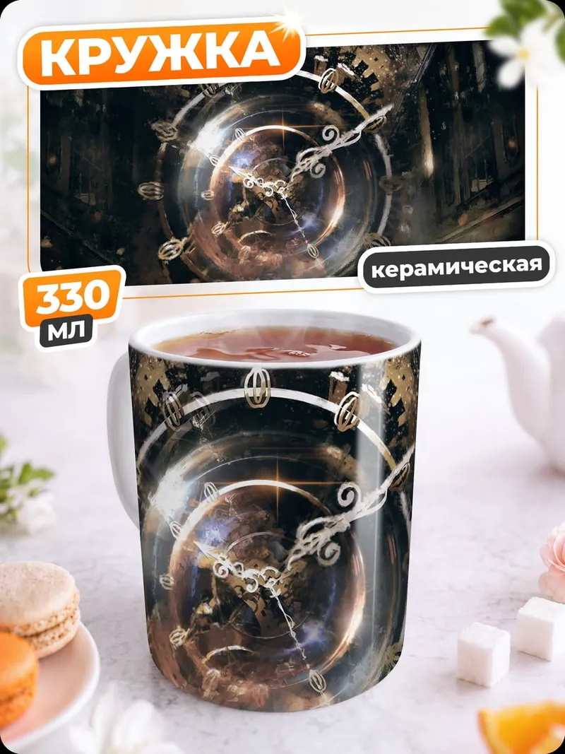 Кружка керамическая Человек смотрит на часы