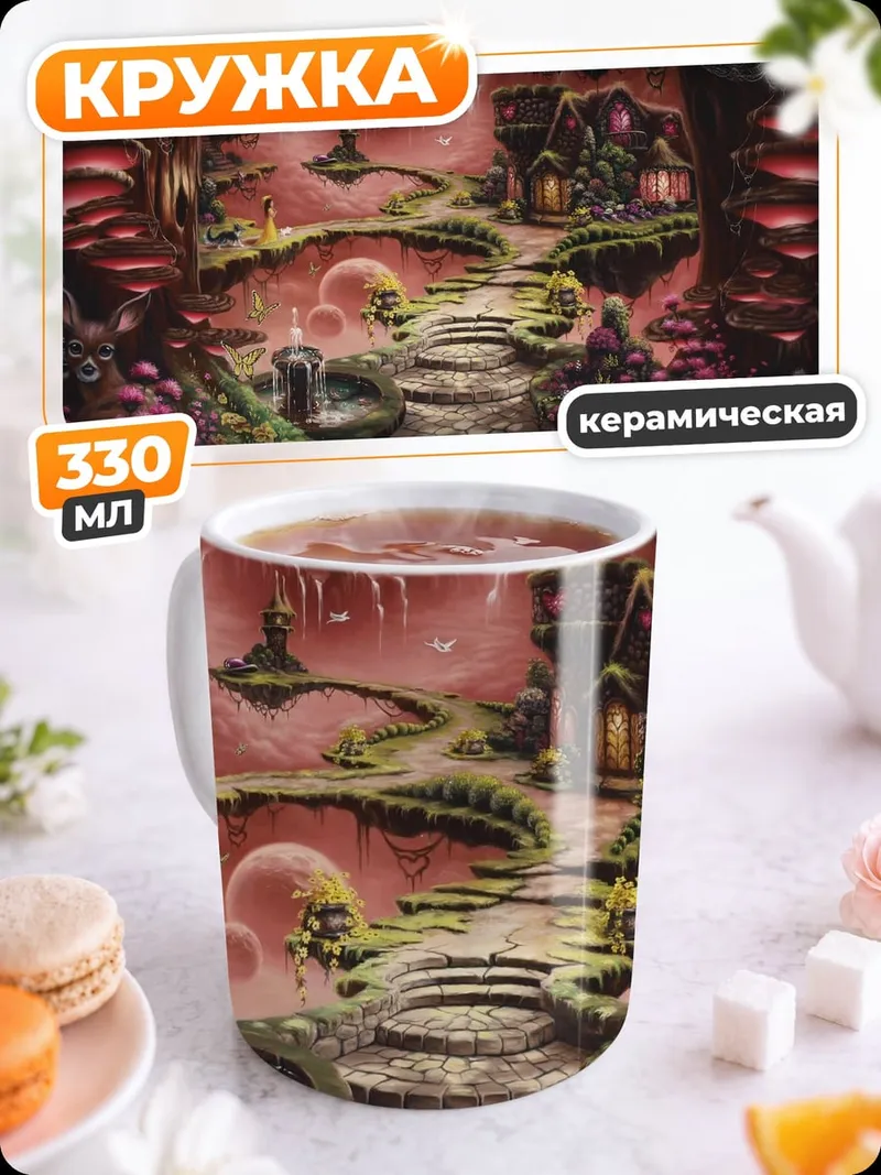 Кружка керамическая Сказочный грибной лес