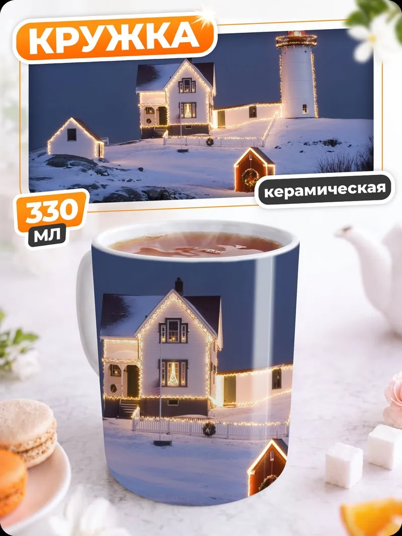 Кружка керамическая Рождественский маяк
