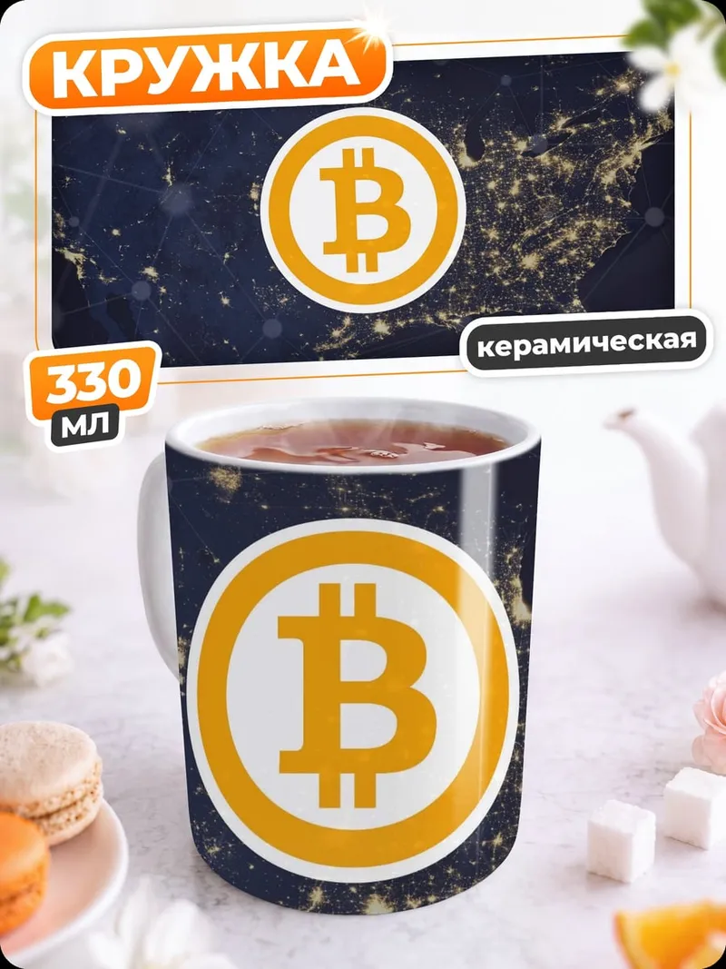 Кружка керамическая Биткоин над Америкой