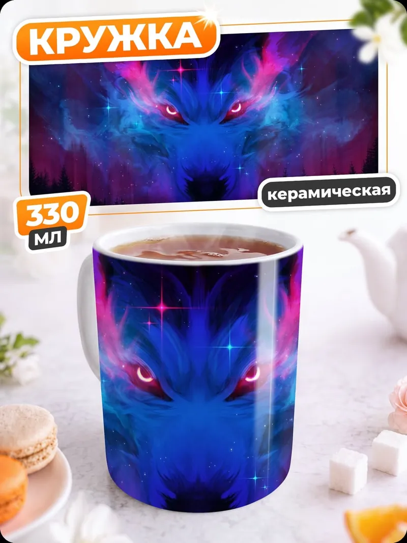 Кружка керамическая Космический волк