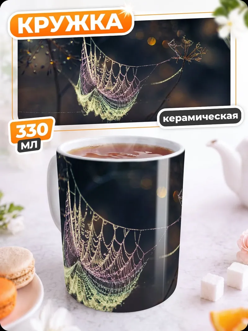 Кружка керамическая Паутина в каплях