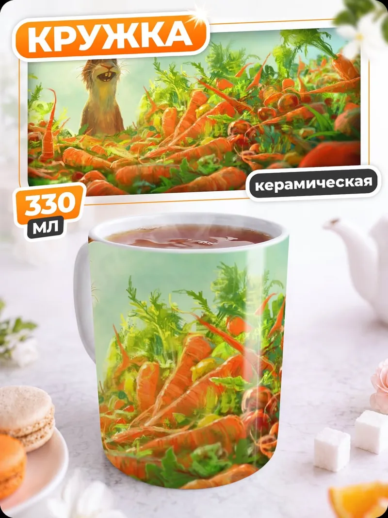 Кружка керамическая Кролик и морковь