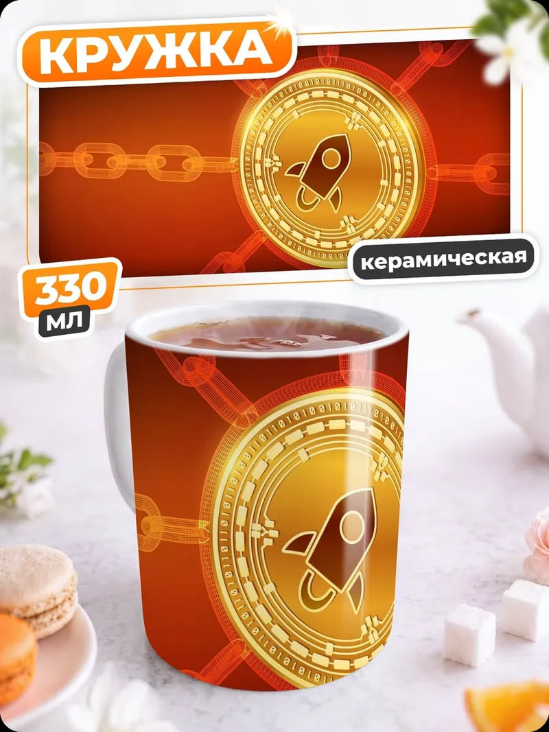 Кружка керамическая Крипто ракета блокчейн
