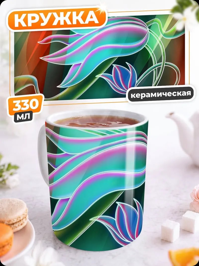 Кружка керамическая Неоновый цветок