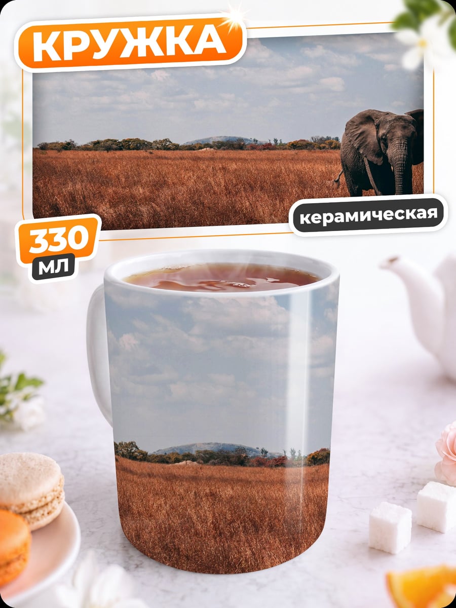 Кружка керамическая Слон в саванне
