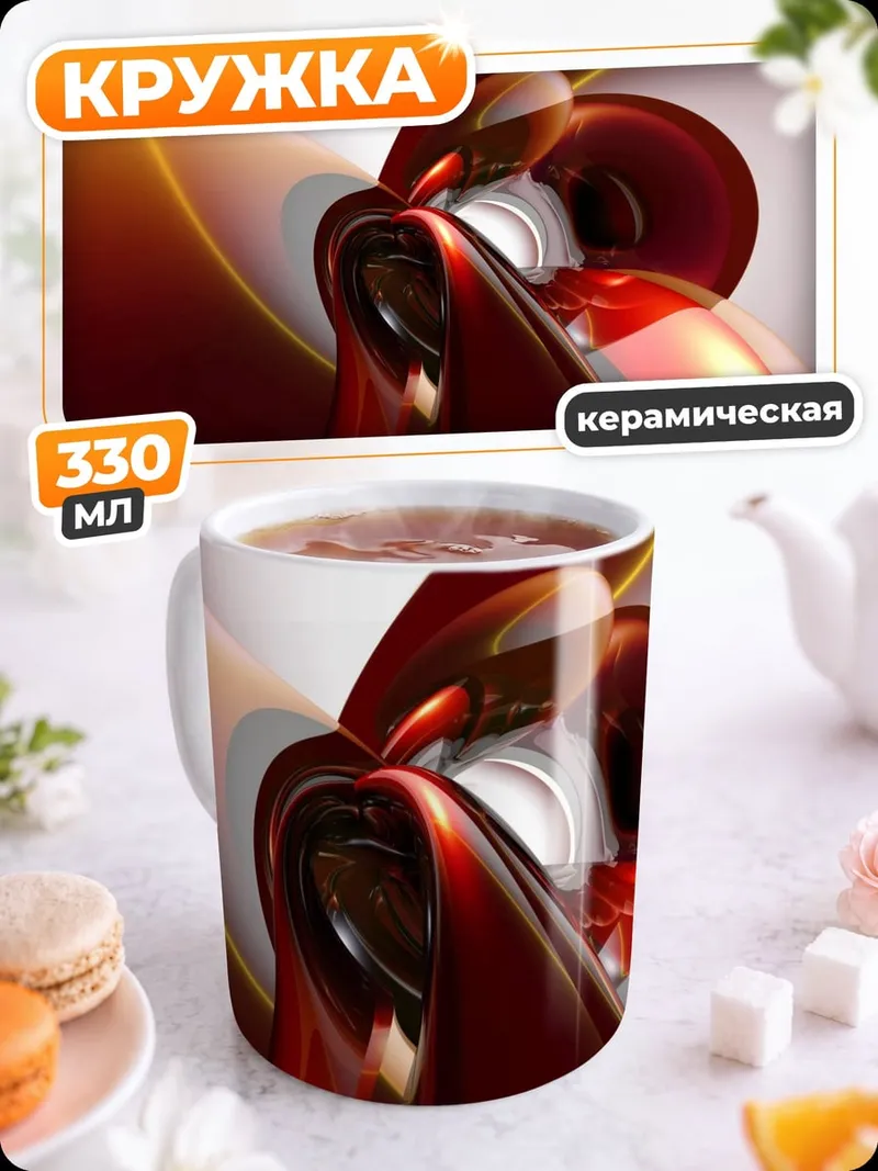 Кружка керамическая Абстрактная скульптура красный