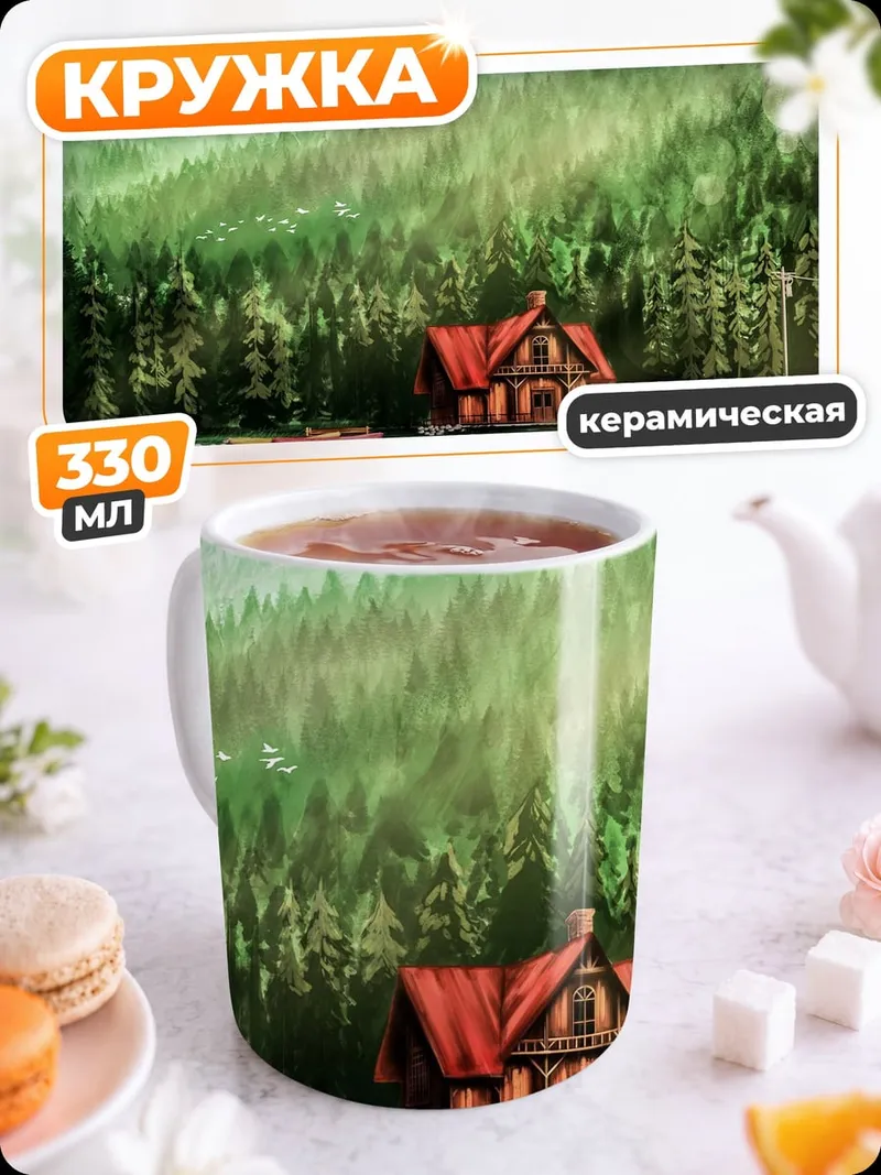 Кружка керамическая Домик у озера
