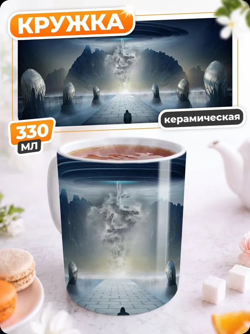 Кружка керамическая НЛО над камнями